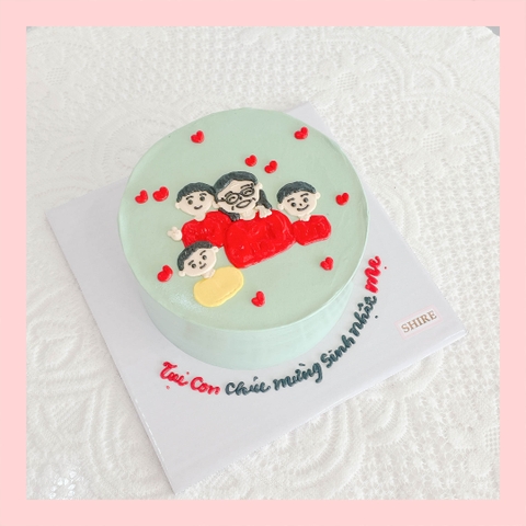 Bánh kem vẽ hình gia đình - Bánh kem sinh nhật