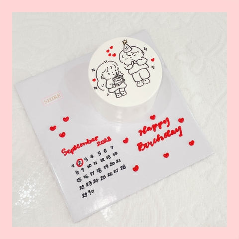 Bánh mini vẽ hình cặp đôi- Bánh kem bơ mini 10-12cm