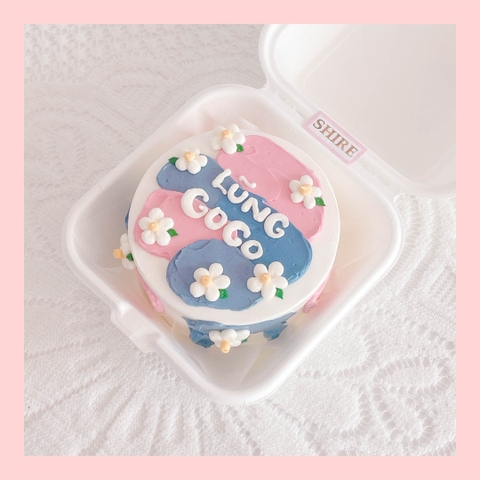 Mini Bento vẽ hoa lá - Bánh kem bơ mini hộp bã mía