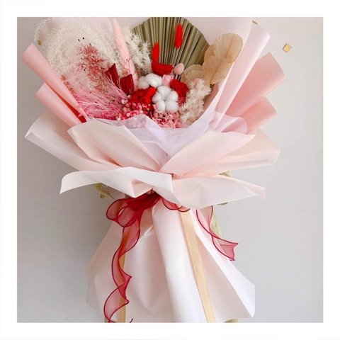 Hoa khô/Hoa bất tử size lớn tone màu hồng/đỏ