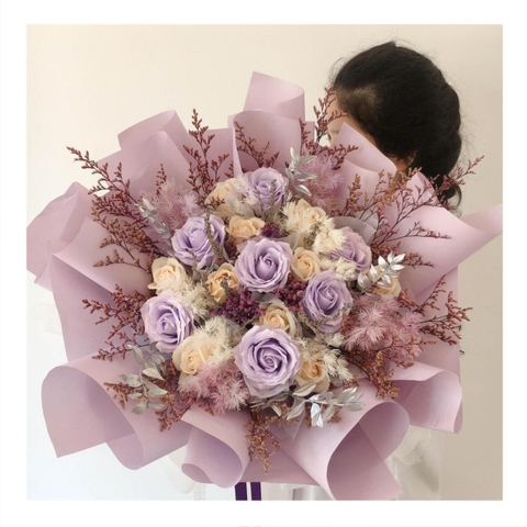 Hoa khô/Hoa bất tử size lớn tone màu tím