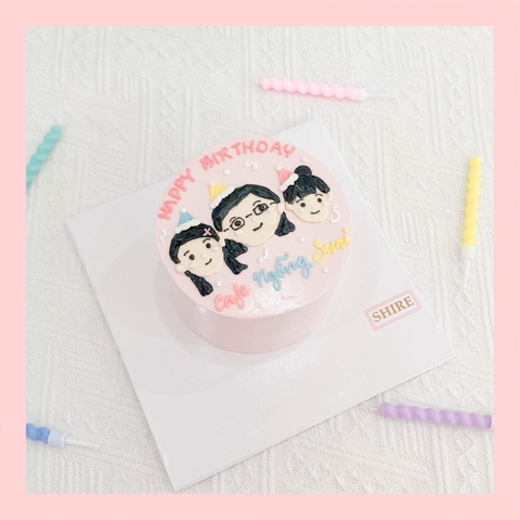 Bánh mini vẽ người - Bánh kem bơ mini 10-12cm