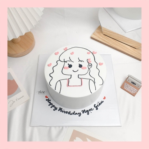 Bánh kem vẽ người nữ - Bánh kem sinh nhật cho nữ