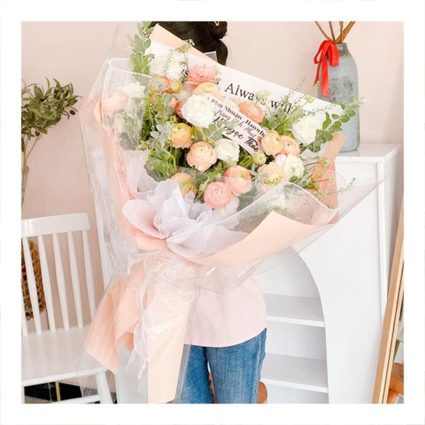 Bó hoa tươi tone cam