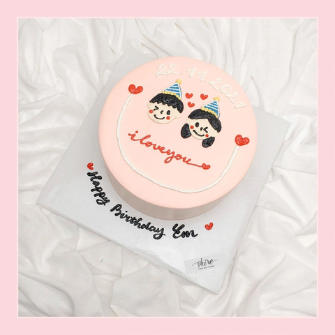 Bánh vẽ hình cặp đôi - Bánh kem sinh nhật