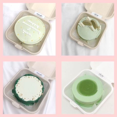 Mini Bento tone màu xanh lá - Bánh kem bơ mini hộp bã mía