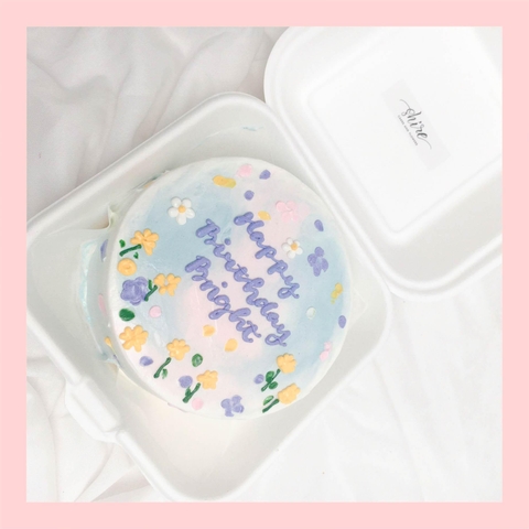 Mini Bento vẽ hoa lá - Bánh kem bơ mini hộp bã mía