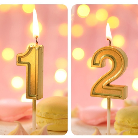 Nến số nhũ vàng/bạc/champagne