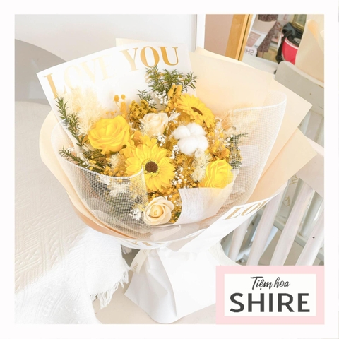 Hoa khô/Hoa bất tử size lớn tone màu vàng/cam