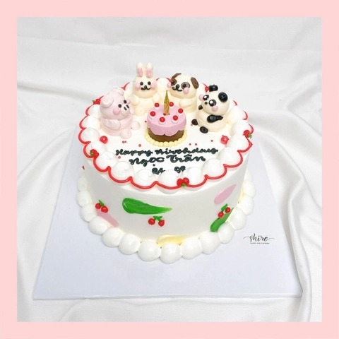 Bánh bơm thú hình con thỏ/con nhím/con cừu/capybara 3D dễ thương - Bánh sinh nhật trẻ em