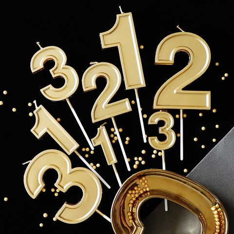 Nến số nhũ vàng/bạc/champagne