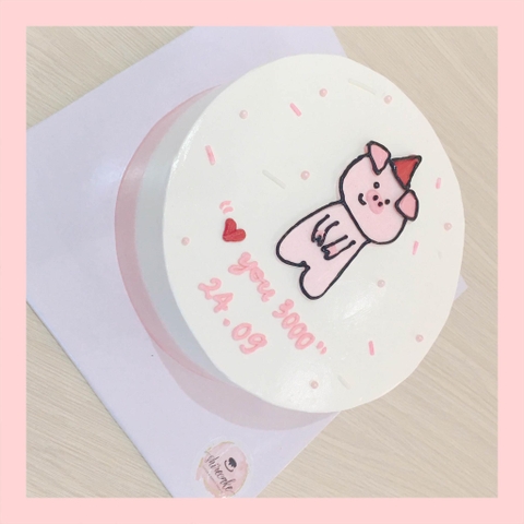 Bánh vẽ hình con heo dễ thương - Bánh sinh nhật trẻ em