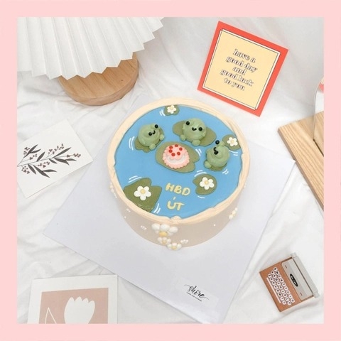 Bánh bơm thú hình con heo/con ếch/con gà/con cọp 3D dễ thương - Bánh sinh nhật trẻ em