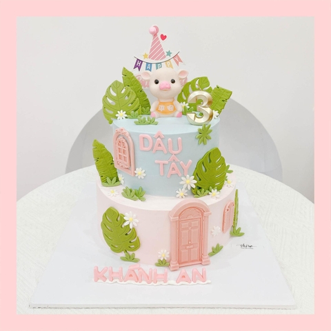 Bánh kem 2 tầng cho bé gái - Bánh sinh nhật bé gái hai tầng