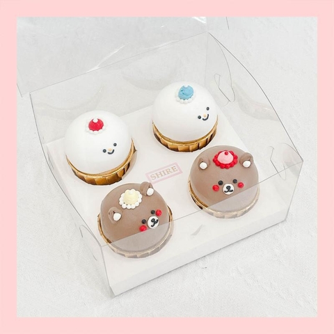Set cupcake tạo hình bằng kem - Bánh sinh nhật dạng cupcake ổ