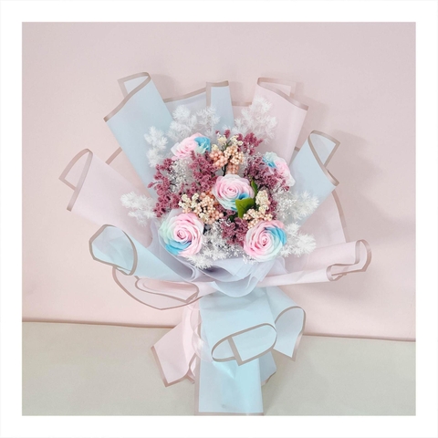 Hoa khô/Hoa bất tử size lớn tone màu hồng/xanh dương