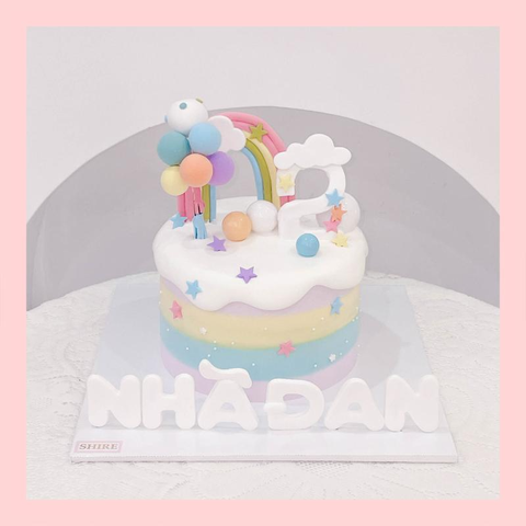 Bánh kem tạo hình cầu vồng cho bé gái- Bánh kem fondant