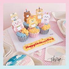 Set cupcake trang trí cho bé dễ thương kem sữa - Bánh sinh nhật dạng cupcake ổ