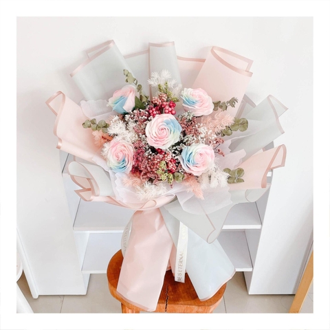 Hoa khô/Hoa bất tử size lớn tone màu hồng/xanh dương