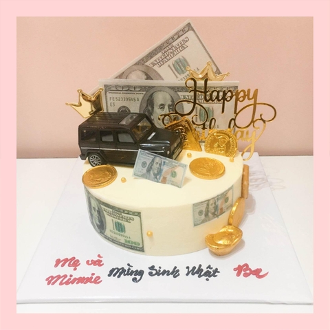 Bánh kem trang trí tiền - Bánh kem sinh nhật cho nam