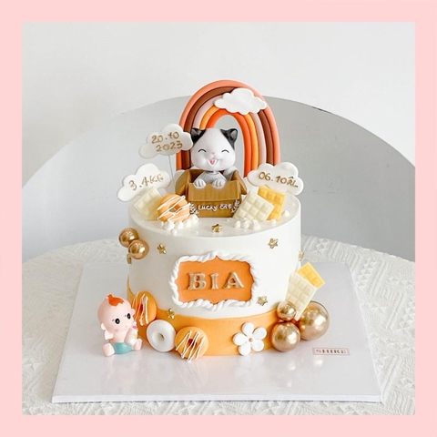 Bánh kem tạo hình cầu vồng cho bé gái- Bánh kem fondant