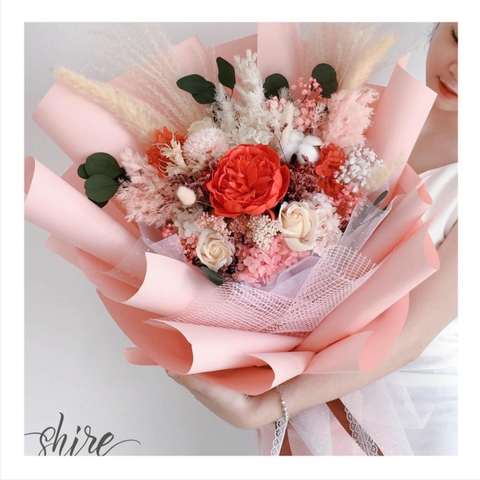 Hoa khô/Hoa bất tử size lớn tone màu hồng/đỏ