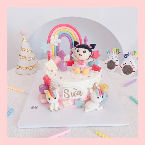 Bánh kem tạo hình em bé gái 3D xinh xắn cho bé gái - Bánh kem fondant