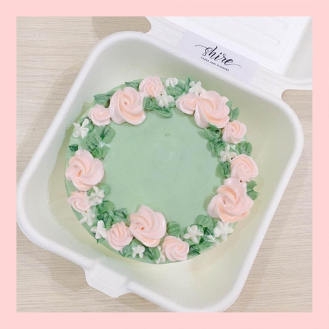 Mini Bento vẽ hoa lá - Bánh kem bơ mini hộp bã mía