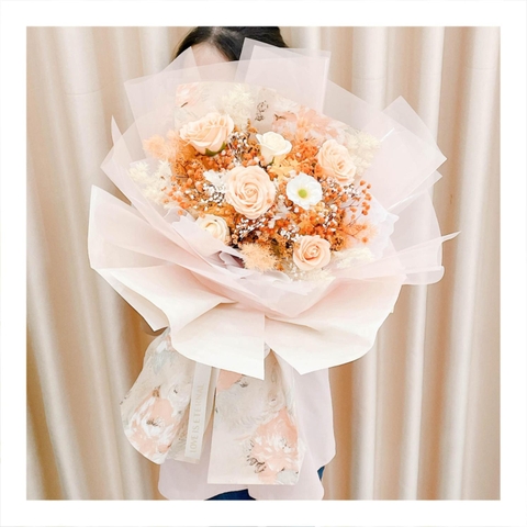 Hoa khô/Hoa bất tử size lớn tone màu vàng/cam