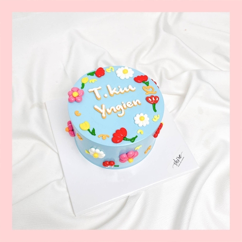 Bánh mini vẽ hoa - Bánh kem bơ mini 10-12cm