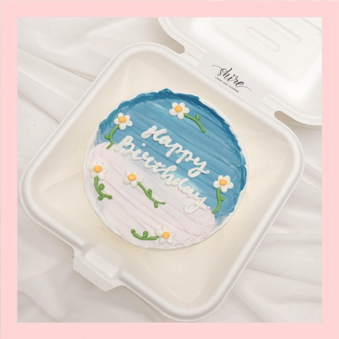 Mini Bento vẽ hoa lá - Bánh kem bơ mini hộp bã mía