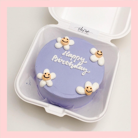 Mini Bento vẽ hoa lá - Bánh kem bơ mini hộp bã mía