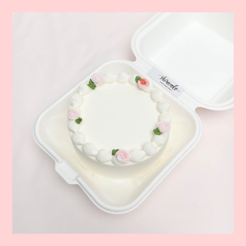 Mini Bento vẽ hoa lá - Bánh kem bơ mini hộp bã mía