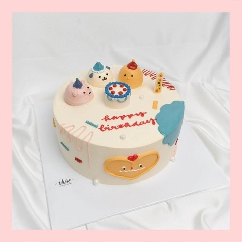 Bánh bơm thú hình con heo/con ếch/con gà/con cọp 3D dễ thương - Bánh sinh nhật trẻ em