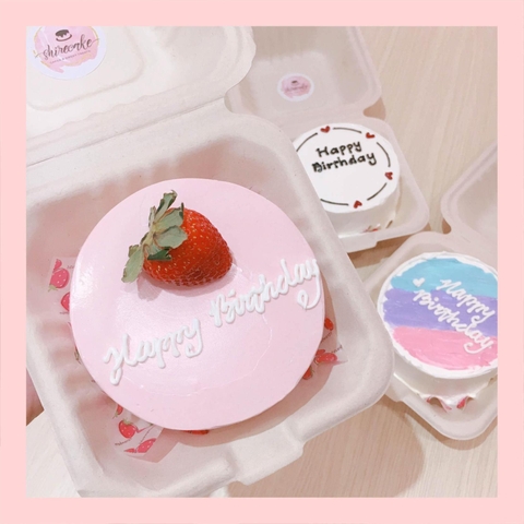 Mini Bento dâu tây - Bánh kem bơ mini hộp bã mía