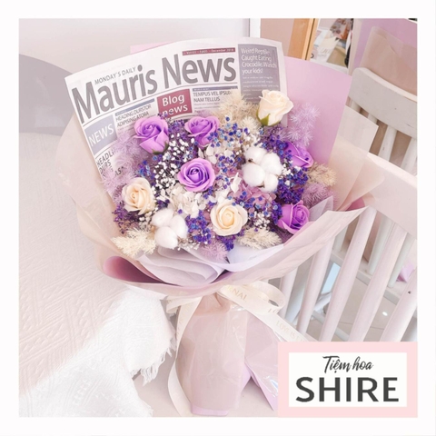 Hoa khô/Hoa bất tử size lớn tone màu tím