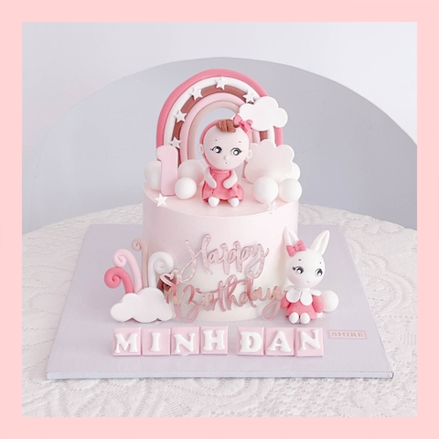 Bánh kem tạo hình em bé gái 3D xinh xắn cho bé gái - Bánh kem fondant