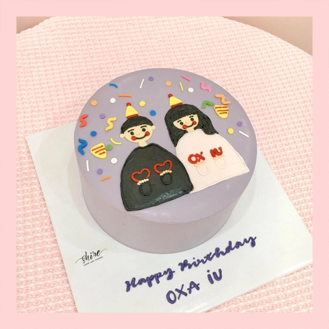 Bánh vẽ hình cặp đôi - Bánh kem sinh nhật