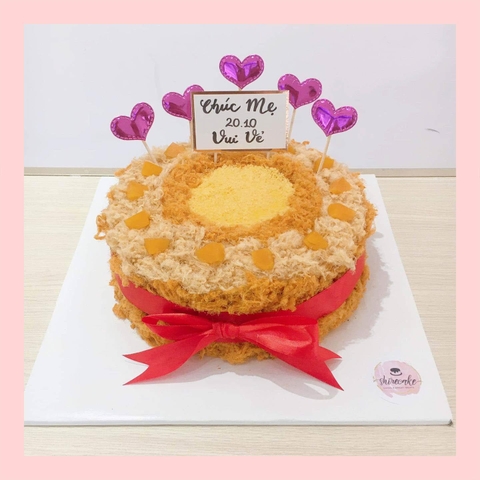 Bông lan trứng muối mẫu tròn  - Bánh sinh nhật bông lan trứng muối hai loại sốt phô mai và sốt bơ