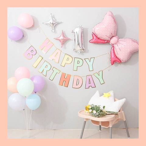 Dây Happy Birthday chữ màu pastel