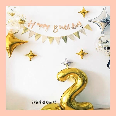 Dây Happy Birthday chữ màu nhũ kim tuyến