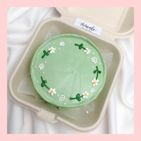 Mini Bento vẽ hoa lá - Bánh kem bơ mini hộp bã mía