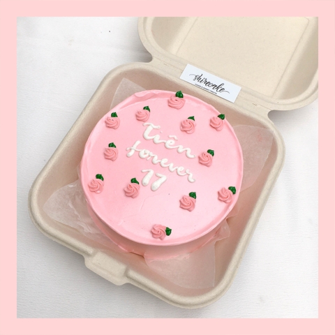 Mini Bento vẽ hoa lá - Bánh kem bơ mini hộp bã mía