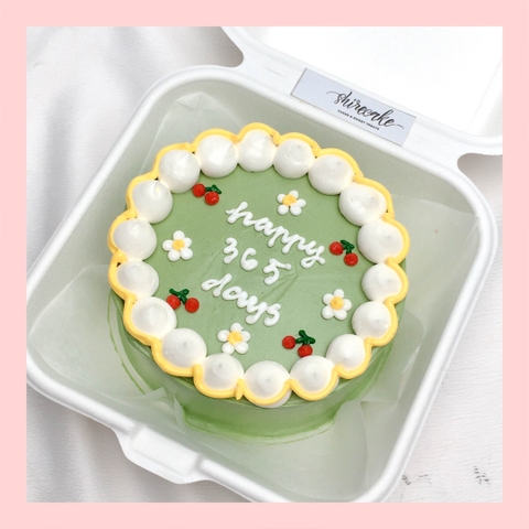 Mini Bento vẽ hoa lá - Bánh kem bơ mini hộp bã mía