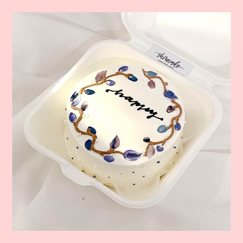 Mini Bento vẽ hoa lá - Bánh kem bơ mini hộp bã mía