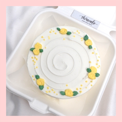 Mini Bento vẽ hoa lá - Bánh kem bơ mini hộp bã mía