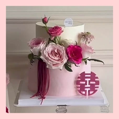 Bánh kem cưới tone đỏ phong cách Trung Hoa