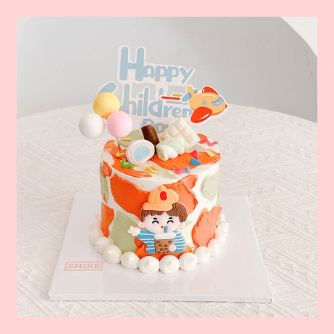 Bánh mini trang trí đồ chơi thú cute cho bé trai  - Bánh kem bơ mini 10-12cm