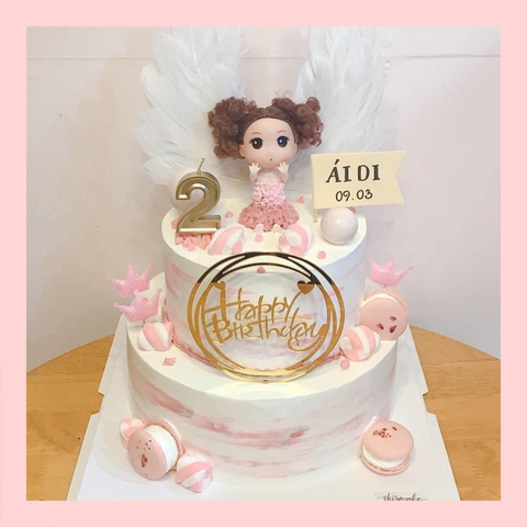 Bánh kem 2 tầng cho bé gái - Bánh sinh nhật bé gái hai tầng