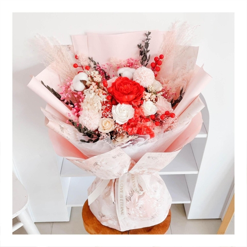 Hoa khô/Hoa bất tử size lớn tone màu hồng/đỏ